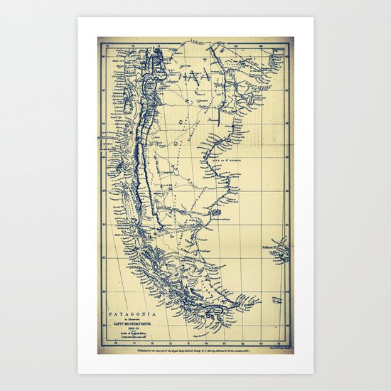 Patagonia - Blue Vintage Art Print