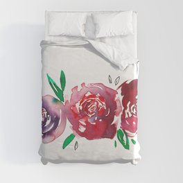 Three Red Christchurch Roses Duvet Cover