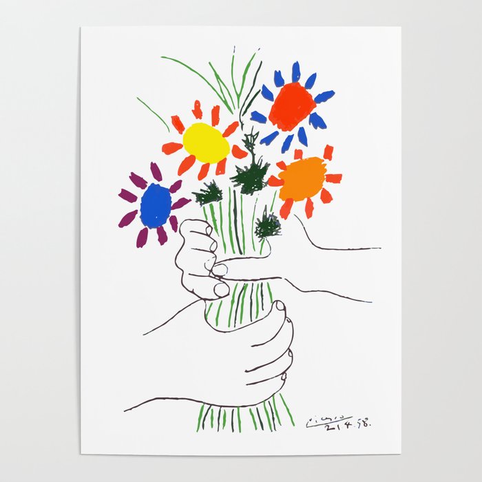 Pablo Picasso Bouquet Of Peace 1958 (Flowers Bouquet With Hands