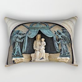 Orvieto Cathedral Madonna and Child Angels Facade Sculpture Closeup Rectangular Pillow