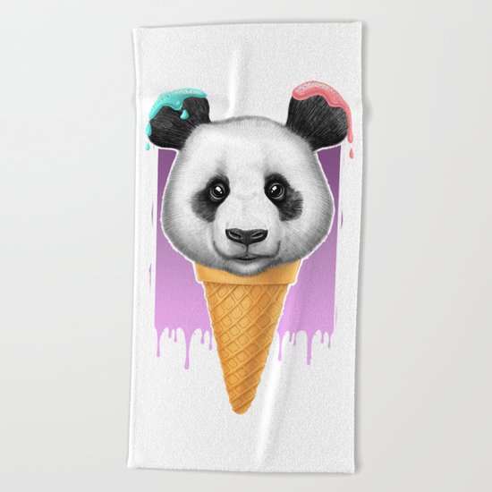 panda ice cream Beach Towel
