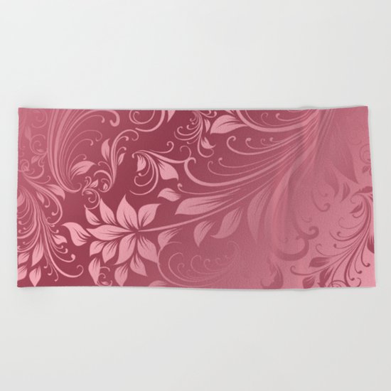 Rose quartz swirls leaves Beach Towel