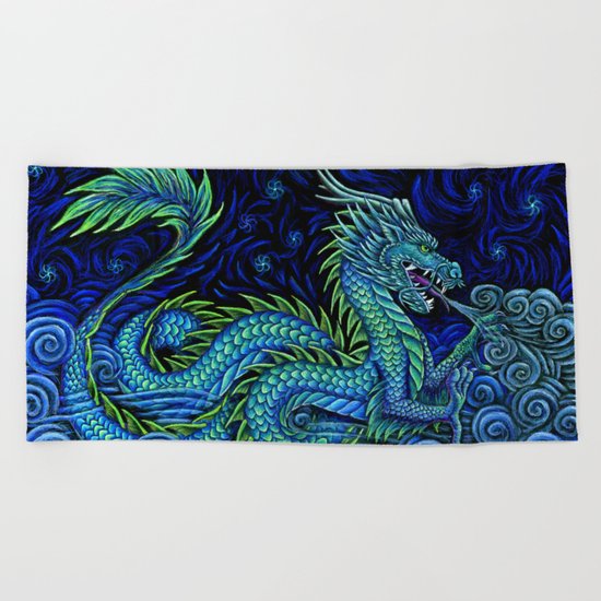 Chinese Azure Dragon Beach Towel