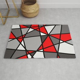 Triangels Geometric Lines red - grey - white Area & Throw Rug