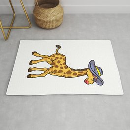 Giraffe with Hat Rug