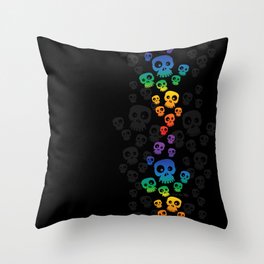 Skulls Fun - rainbow/black Throw Pillow
