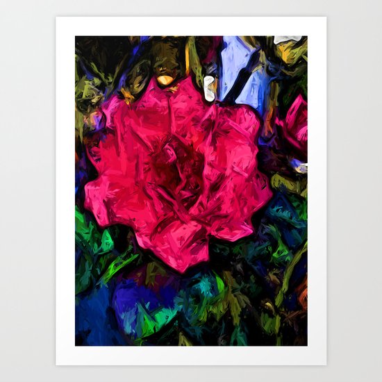 Pink Flower with Black Lines Art Print