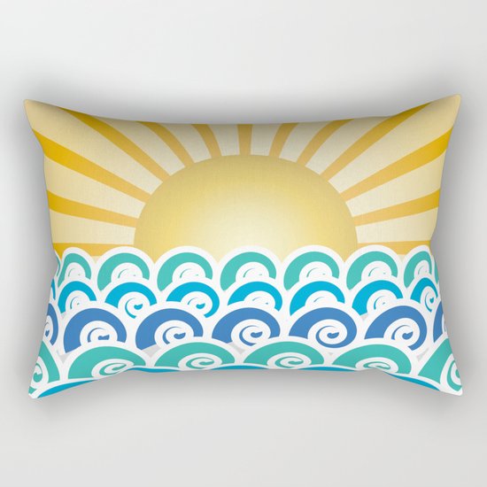 Along the Waves Blue Rectangular Pillow
