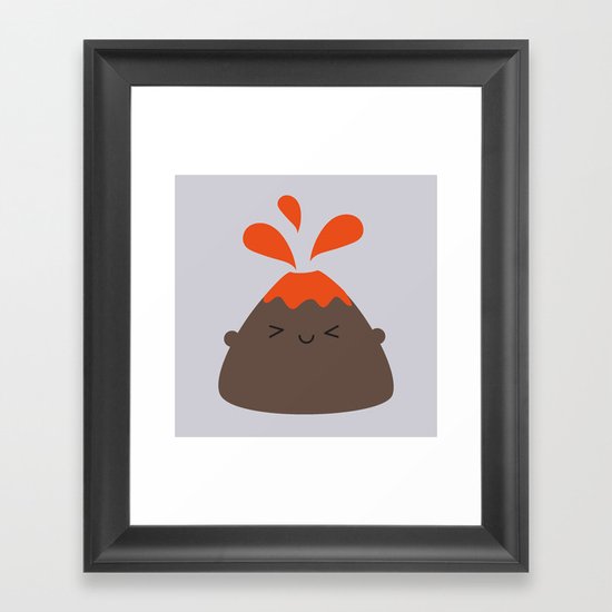 Happy Kawaii Volcano Framed Art Print