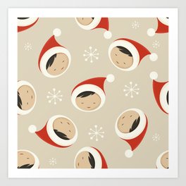Tiny Santa Art Print | Christmas, Christmasforkids, Nursery, Khaki, Japanese, Drawing, Asiankid, Aisa, Holidays, Kids 