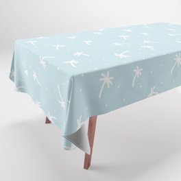 Baby Blue And White Doodle Palm Tree Pattern Tablecloth