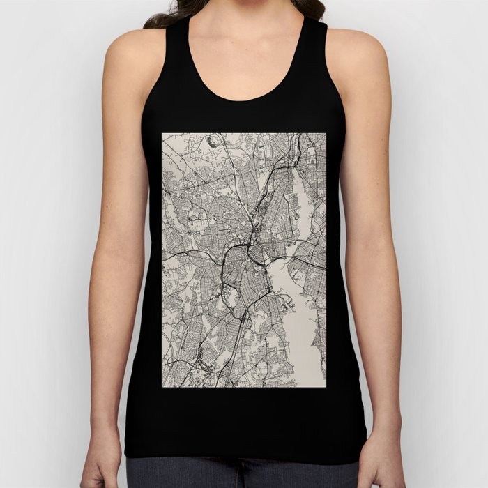 Providence USA. Black and White City Map Tank Top