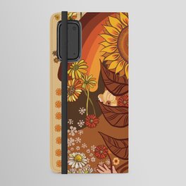 70s, Sunflower, retro, rainbow, warm colors, 60s, boho Android Wallet Case