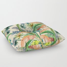 Palm Life, tropical palm leaves, Hollywood Regency, green, orange Floor Pillow