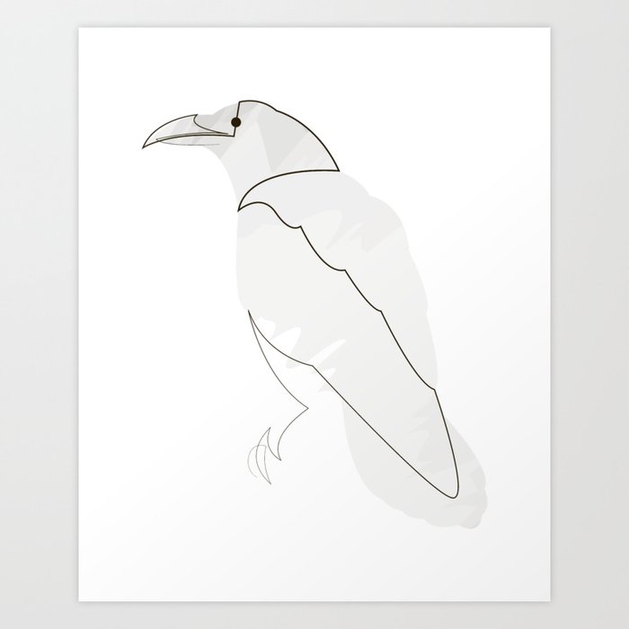 Crow one line Art Print