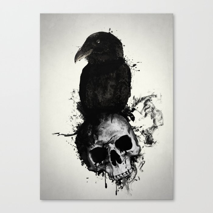 Raven and Skull Canvas Print