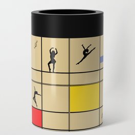 Dancing like Piet Mondrian - Composition with Red, Yellow, and Blue on the light orange background Can Cooler