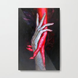 ALLURE Metal Print | Relationship, Seawitch, Red, Hands, Surreal, Space, Drama, Support, Devil, Realistic 
