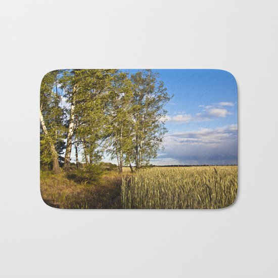 Corn Field with Birch Trees Bath Mat
