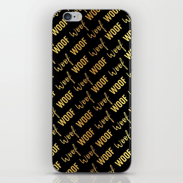 Dog Woof Quotes Black Yellow Gold iPhone Skin
