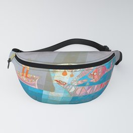 Remix The Seafarers Painting by Paul Klee Bauhaus Abstract Art Fanny Pack