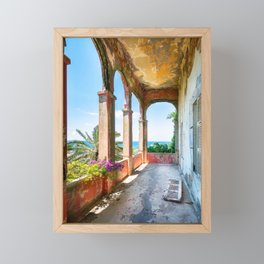 Abandoned Balcony with Sea View Framed Mini Art Print