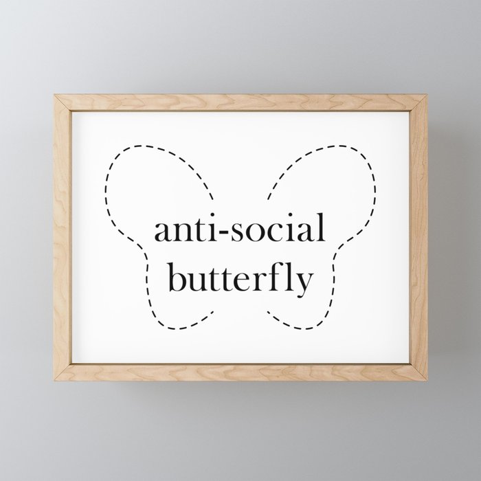 anti-social butterfly Framed Mini Art Print