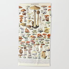 Adolphe Millot - Champignons B - French vintage poster Beach Towel