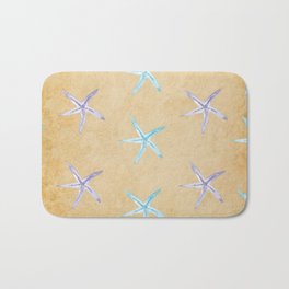 Pastel Watercolor Starfish on Vintage  Bath Mat | Background, Star, Aquarium, Aquatic, Underwater,  , Graphicdesign, Sea, Marine, Nautical 
