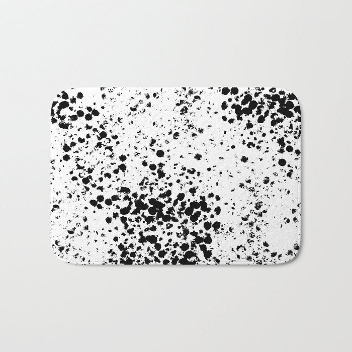 Apolline - black and white ink spots dots polka dots hipster urban retro minimal abstract painting  Bath Mat
