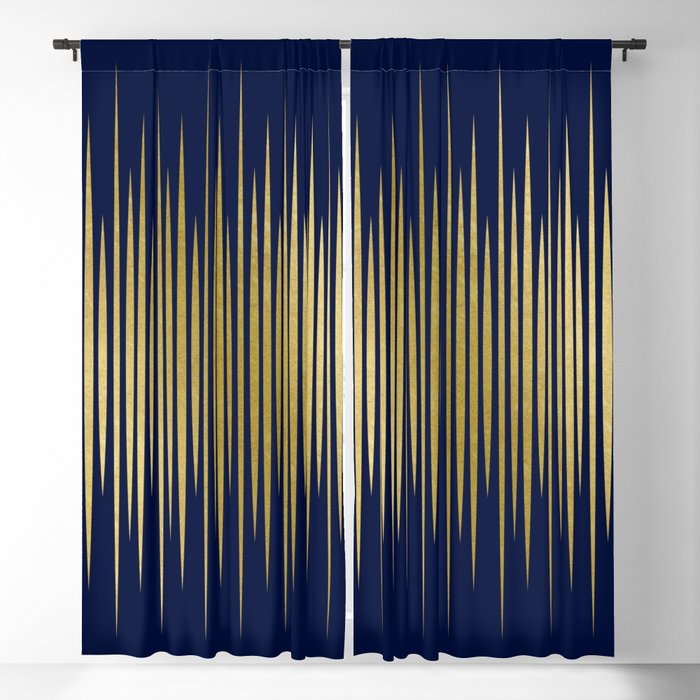 Linear Blue & Gold Blackout Curtain