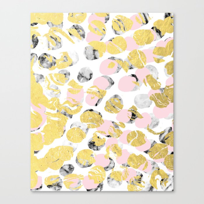 Stellan - Rose Marble Gold abstract art painting modern minimal love rosequartz pastel pink dorm Canvas Print