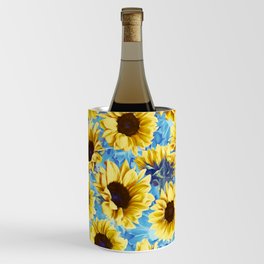 Dreamy Sunflowers on Blue Wine Chiller