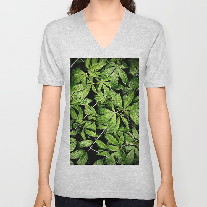 Cannabis Netted V Neck T Shirt