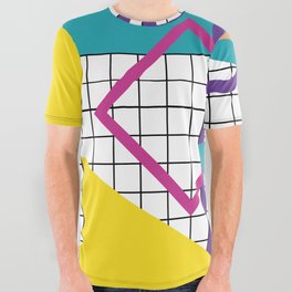 Memphis Pattern - 80s Retro White All Over Graphic Tee