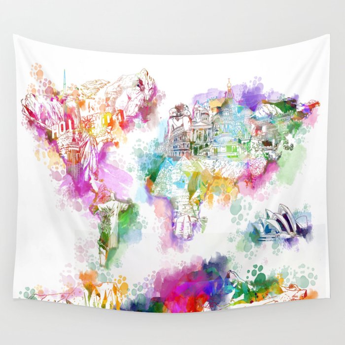 World Map Wall Tapestry By Bekimart