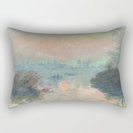 CLAUDE MONET. Sun setting on the Seine. Rectangular Pillow
