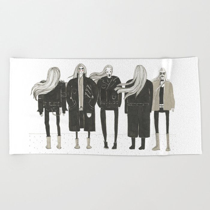 Skinny Men In Leather Jackets Beach Towel By Rusom Society6