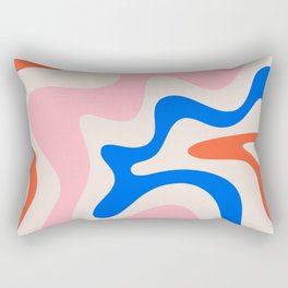 Retro Liquid Swirl Abstract Pattern Square Pink, Orange, and Royal Blue Rectangular Pillow