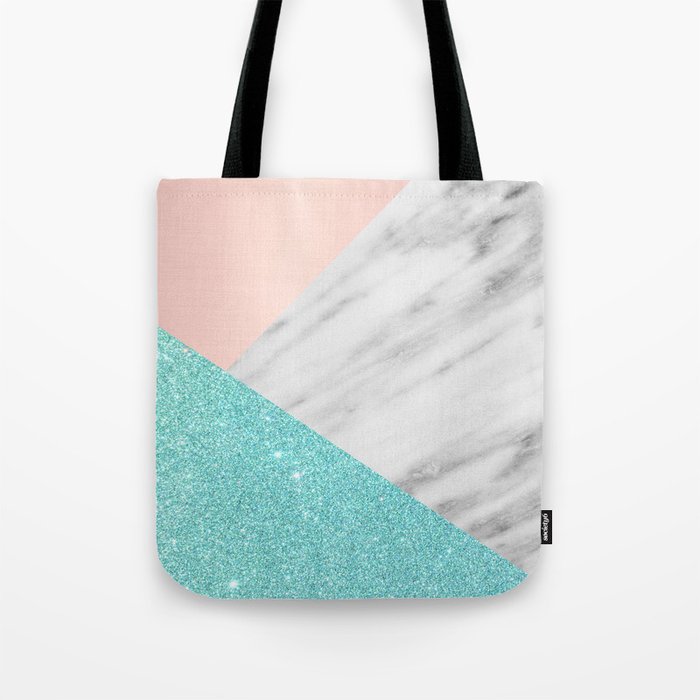 Real Italian Marble with Pink and Blue Tote Bag by cafelab | Society6