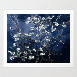 Dark Blue Vincent Van Gogh Almond Blossoms Art Home Decor & Accessories Art Print