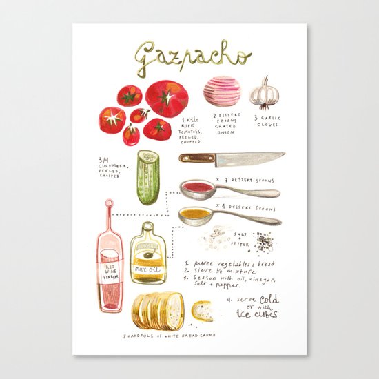illustrated recipes: gazpacho Canvas Print
