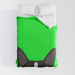 Boston Terrier Green Duvet Cover