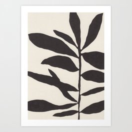 Linocut Branch #3 / Black & White Art Print