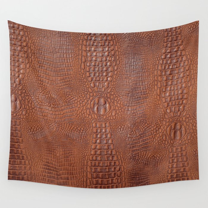 Orange brown leather texture background Wall Tapestry