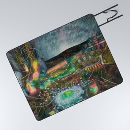 To Cover the Earth with a New Dew, Northern Lights fantastical landscape painting by Robert Matta Picnic Blanket