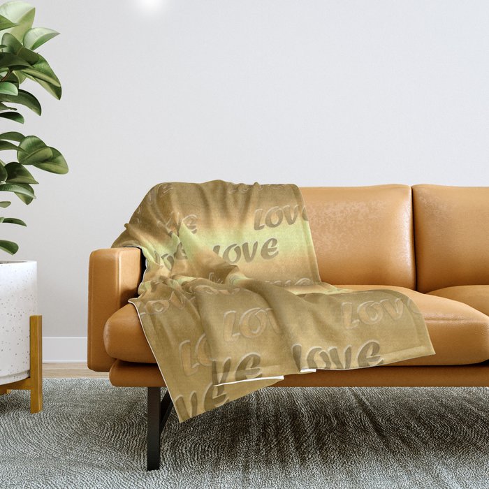 Gold Trendy Modern Love Collection Throw Blanket