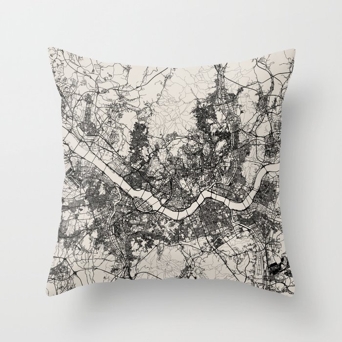 Seoul Map - South Korea Throw Pillow