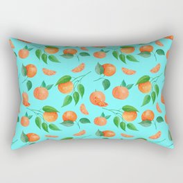 Orange Citrus Fruit Print Blue Rectangular Pillow