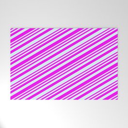 [ Thumbnail: Fuchsia & Light Cyan Colored Stripes/Lines Pattern Welcome Mat ]